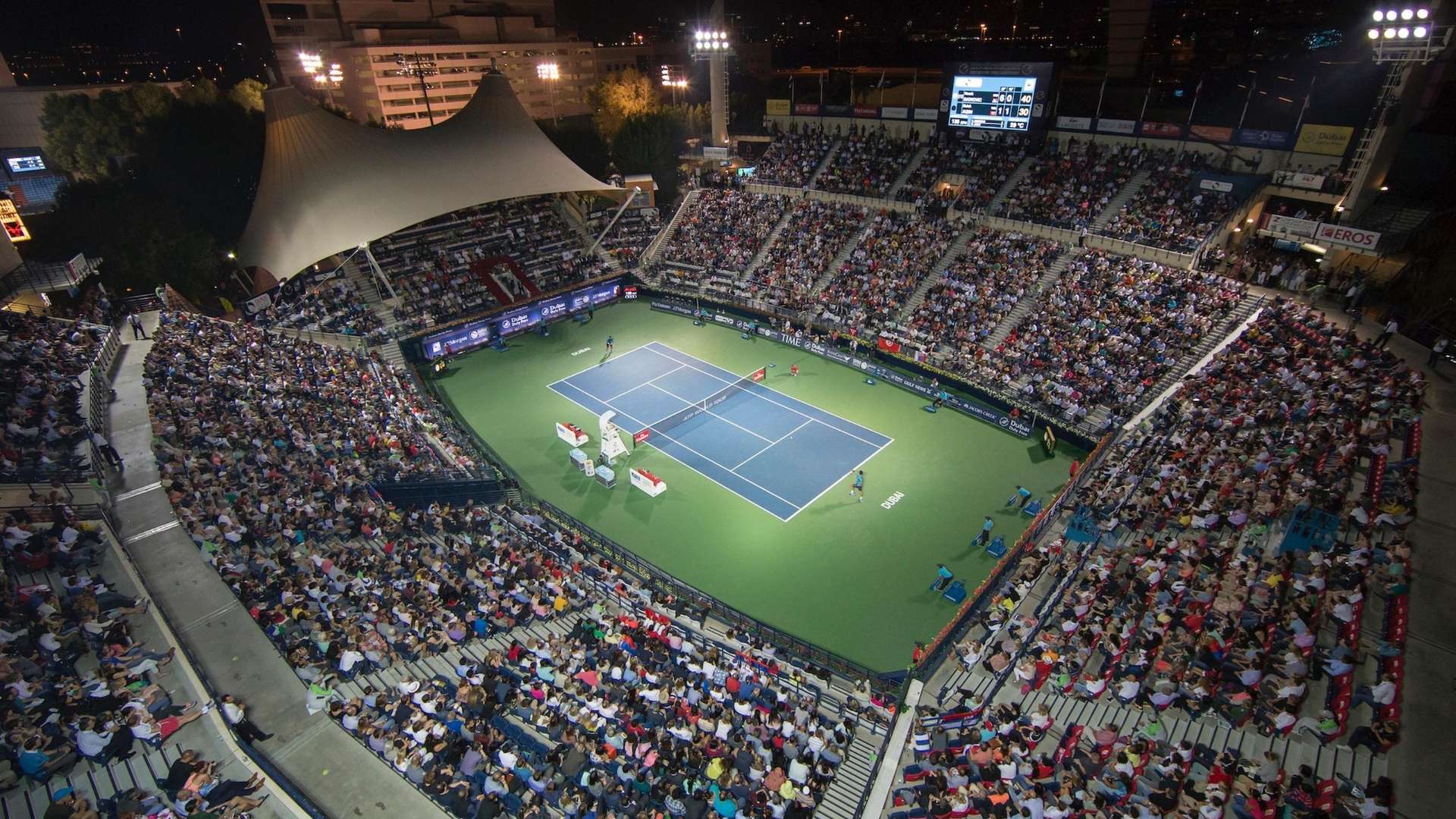 Women's Finals WTA tennis match at Dubai Duty Free Tennis Stadium, Dubai, UAE — Feb 20